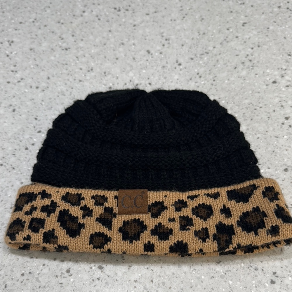 Leopard Print Knit Beanie